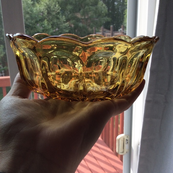 Amber scalloped rim Depression glass bowl set 3 pc - Picture 12 of 12